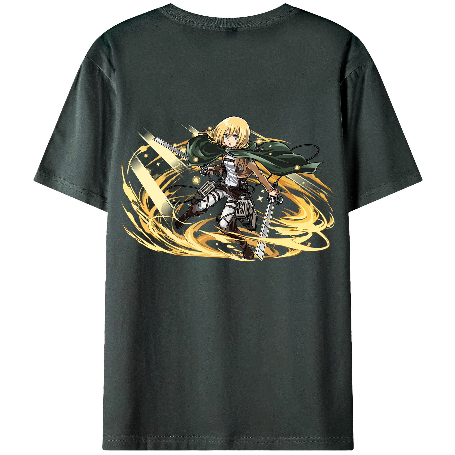 （画像用） 進撃の巨人 クリスタ·レンズ Attack on Titan Christa Lenz 綿100％ メンズ半袖Tシャツ（バックプリント） 通気性